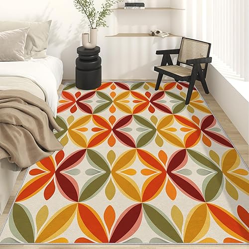 Alfombra moderna de mediados de siglo para decoración de dormitorio, alfombras de área de mediados de siglo de 3 x 5 pies, alfombra abstracta
