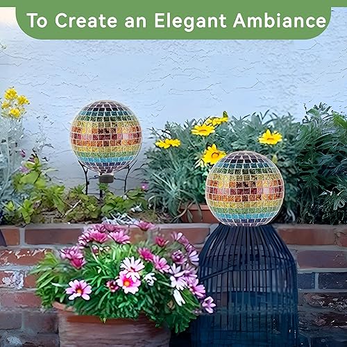 Miniatura 4 de Lily's Home Bola colorida de mosaico de vidrio, diseñada con un impresionante patrón de mosaico holográfico arcoíris para traer color a cualquier