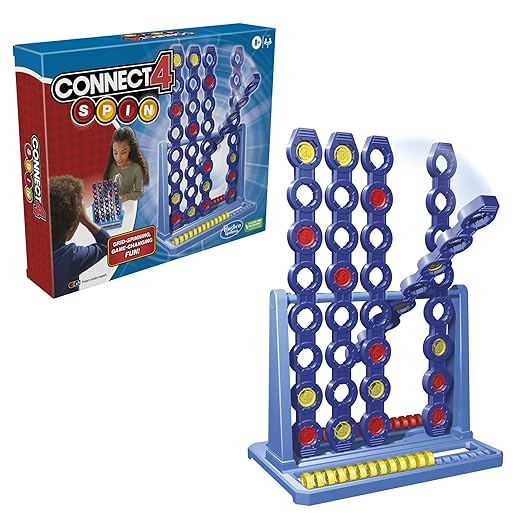 Hasbro Gaming Connect 4 Spin Game, Features Spinning Connect 4 Grid, 2 Player Board Games for Family and Kids, Strategy Board Games, Ages 8 and Up