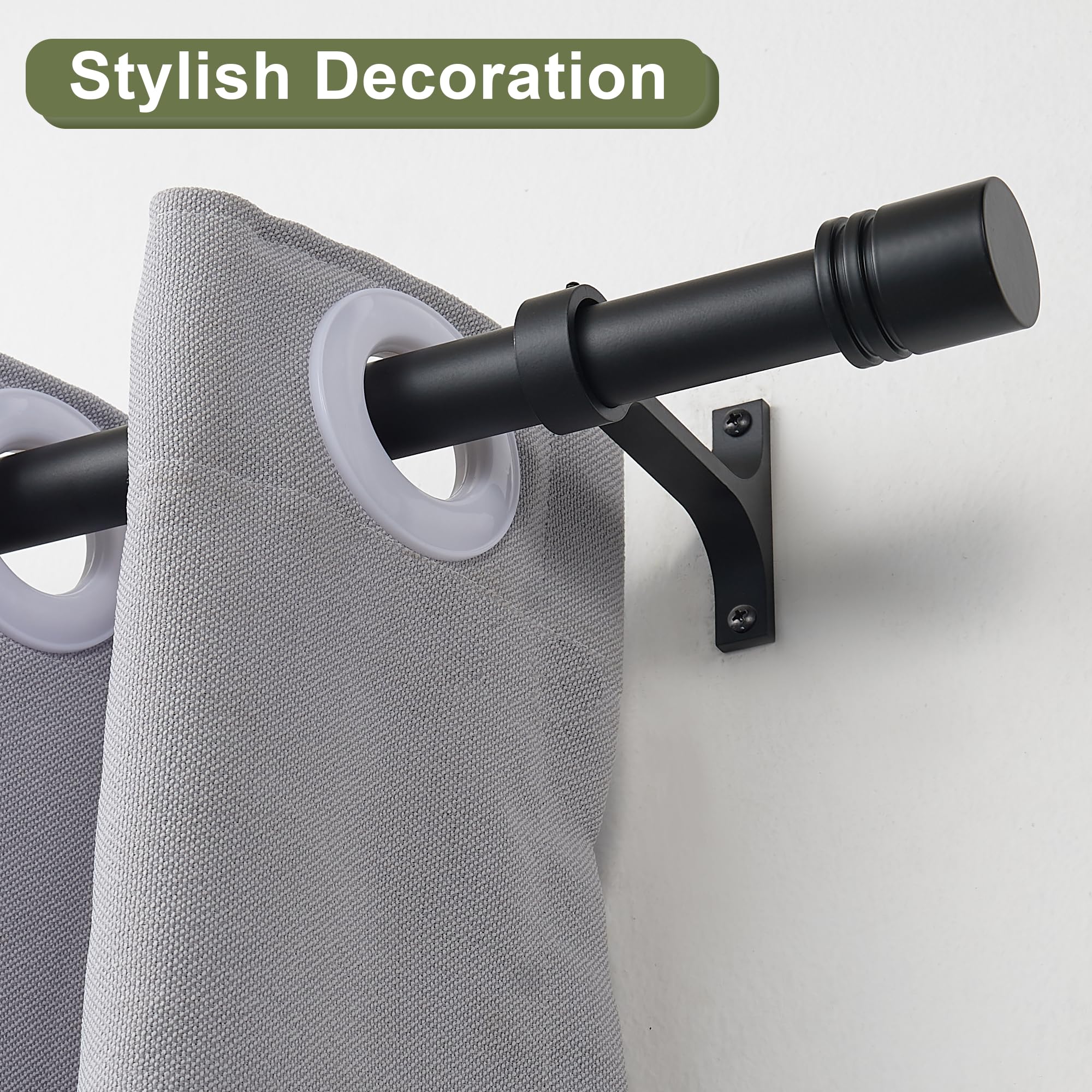 Karnisze do okien od 61 do 140 cm, Vimayta regulowany, wytrzymały drążek do draperii z końcówkami i wspornikami ze stopu aluminium, do salonu, sypialni, kuchni, patio, drzwi przesuwnych, czarny matowy