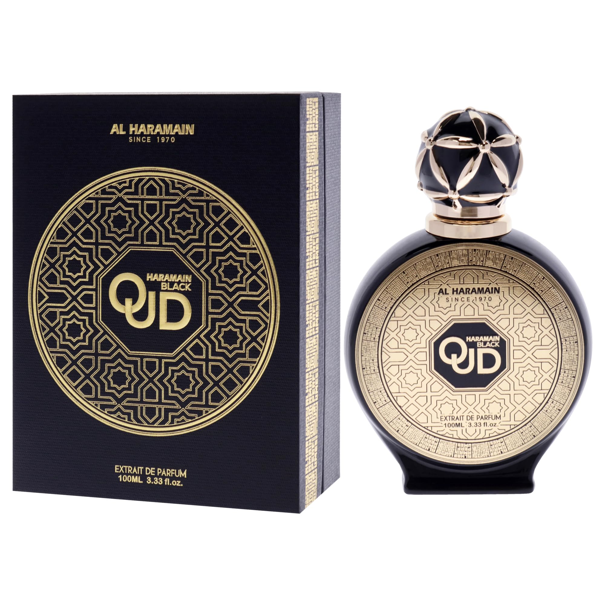 Al Haramain Black Oud 100ml Extrait de Parfum | Luksusowe Arabskie Perfumy Oud dla Kobiet i Mężczyzn | Długotrwały Drzewny i Korzenny Zapach Unisex z Bursztynem i Wanilią