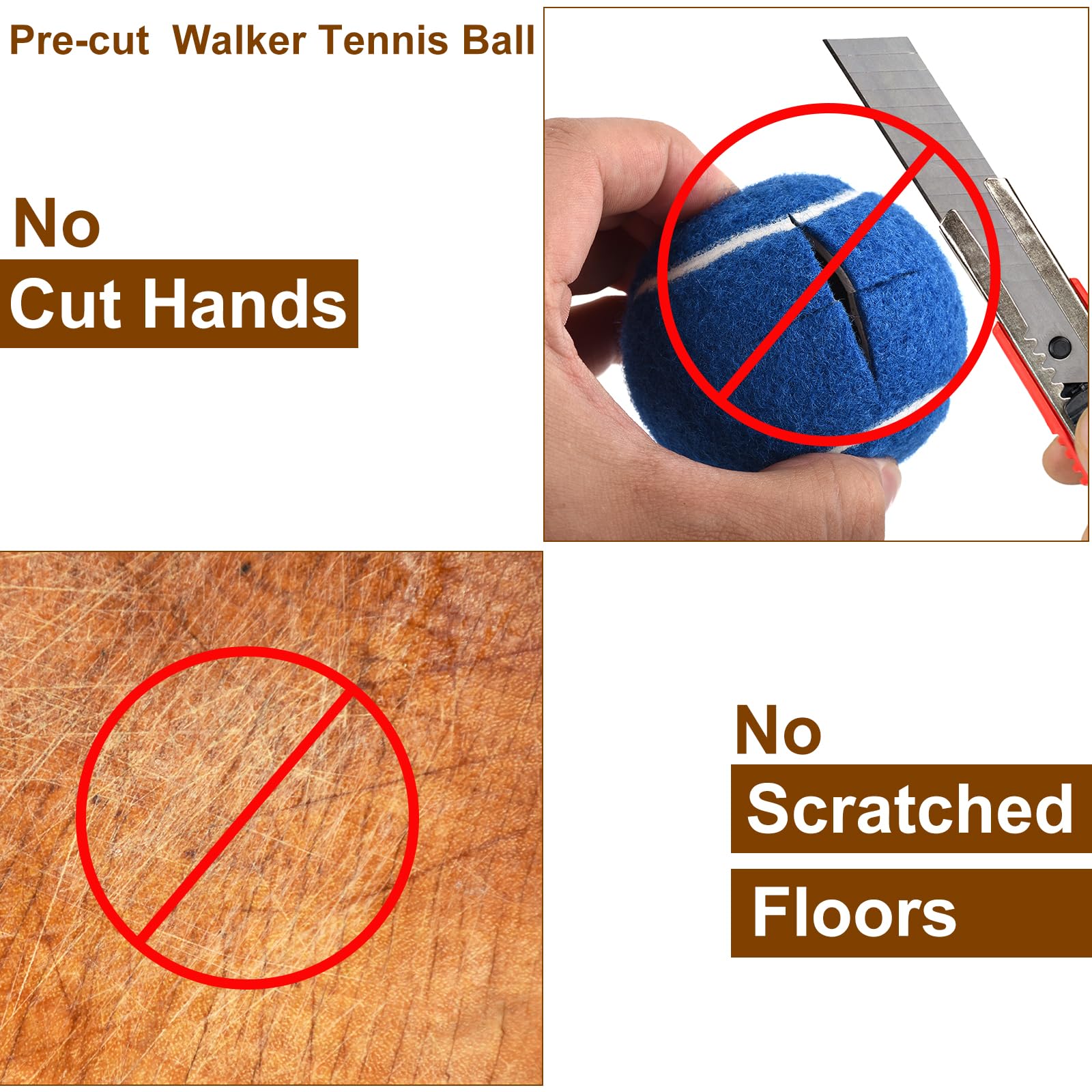Lot De 2 Balles De Tennis Précoupées Pour Déambulateurs – Protection Sol, Glisse Silencieuse