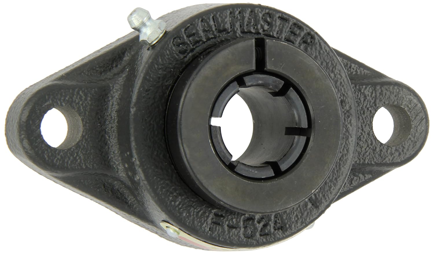Sealmaster SFT-23T Standard Duty Flange Unit, 2 Bolt, Regreasable, Felt Seals, Skwezloc Collar, Cast Iron Housing, 1-7/16" Bore, 6-1/8" Overall Length, 5-1/8" Bolt Hole Spacing Width, 9/16" Flange Height