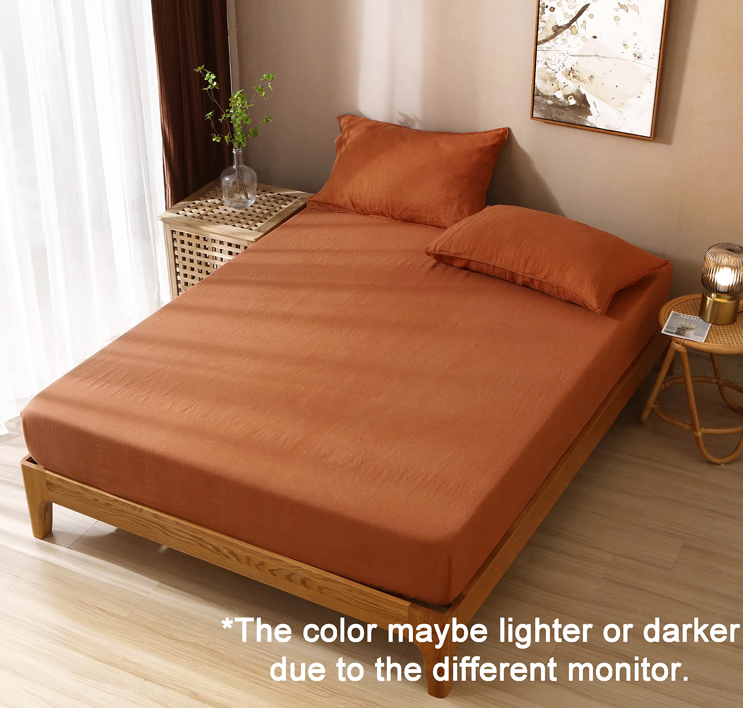 Amazon｜S VICTORY SYMBOL 100%リネン キング ボックスシーツ 40.64cm