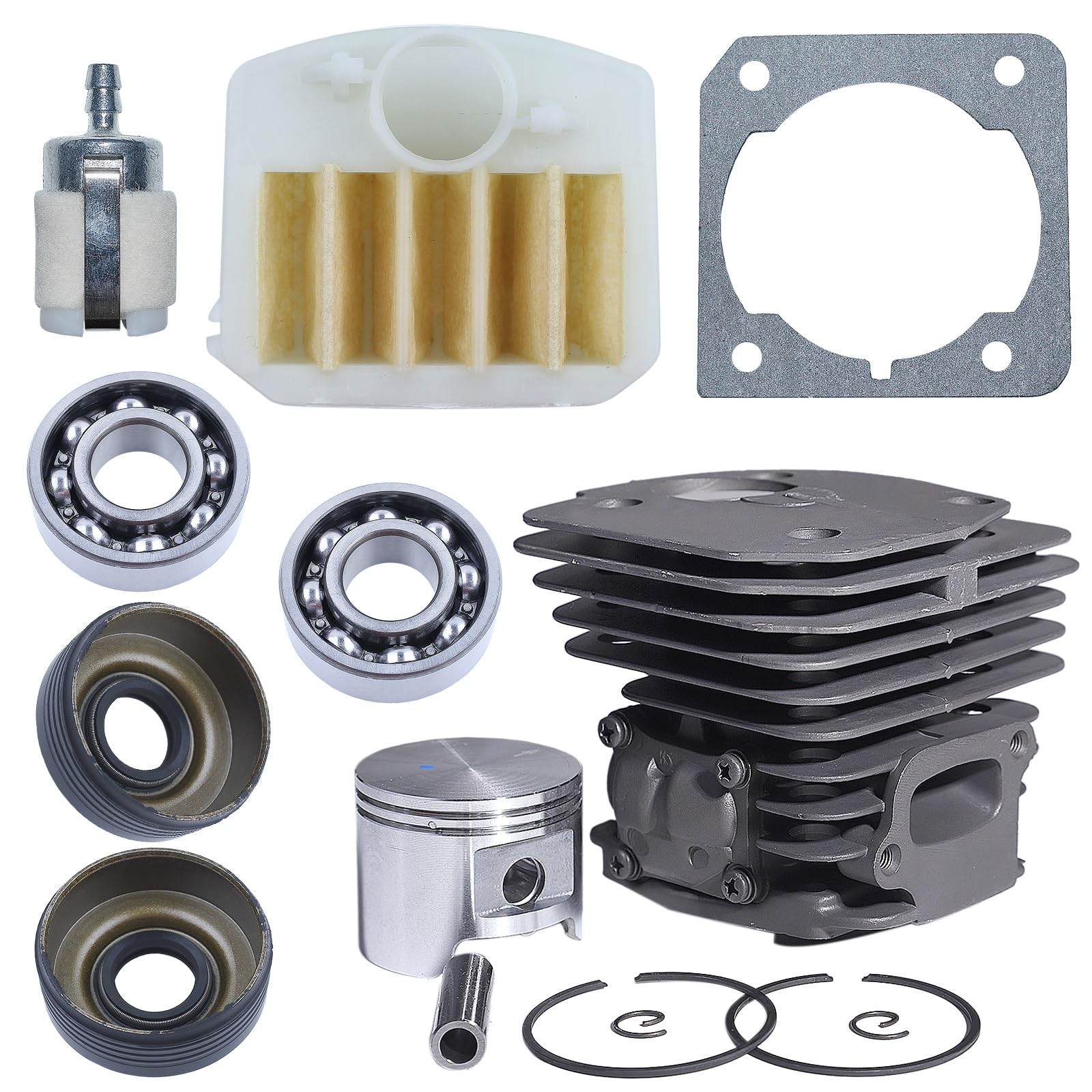 Piezas de Herramientas Kit de Filtro de Aire de pistón de Cilindro de 45mm for Motosierra Husqvarna 353 346XP 350 537253002 cojinete de Sello de Aceite Motosierra Gasolina