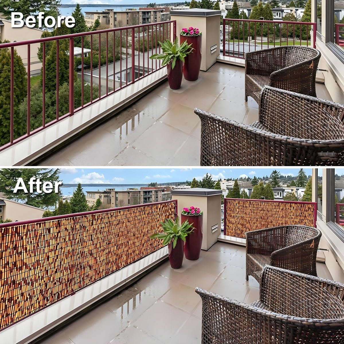 Canniccio di Bambù Pelato Naturale | Stuoia Arella per Recinzione Esterno Ombra Privacy | Cannette per Giardino Balcone Terrazza Piscina | Rotolo da Arelle Decorativo Recinzione(Marrone,H1.1 x L1.5m)