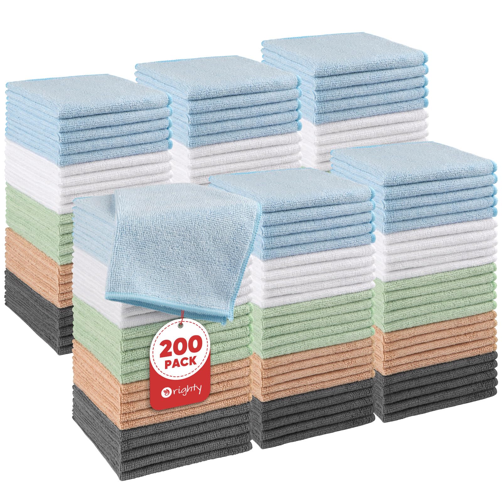 Orighty Washcloths Bulk, 200 Pack Microfiber Face Towels, 12x12 Inch