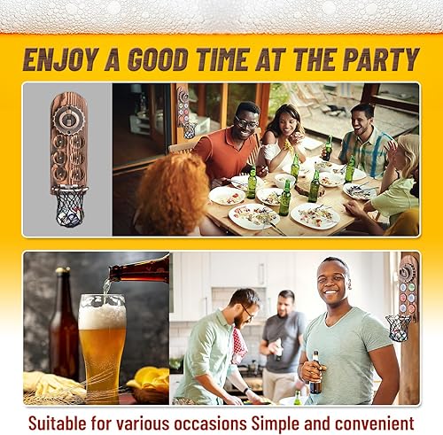 Miniatura 7 de Regalos de cerveza abridor de botellas montado en la pared, abrebotellas de madera con magnético, sacacorchos montado en la pared para nevera, buen