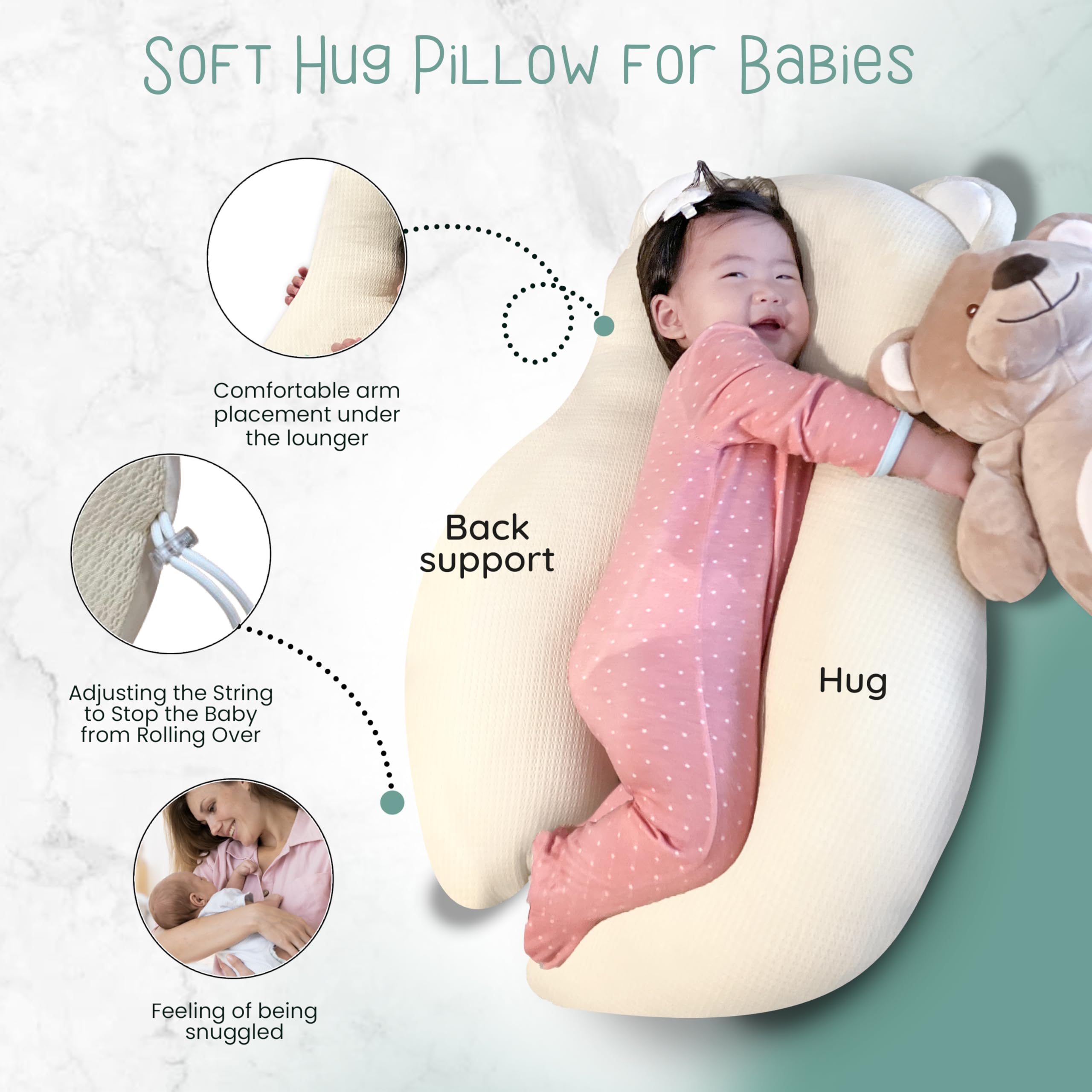 Anti Roll Baby Stop Rolling Pillow Baby Pillow (Cover+Pillow) Anti
