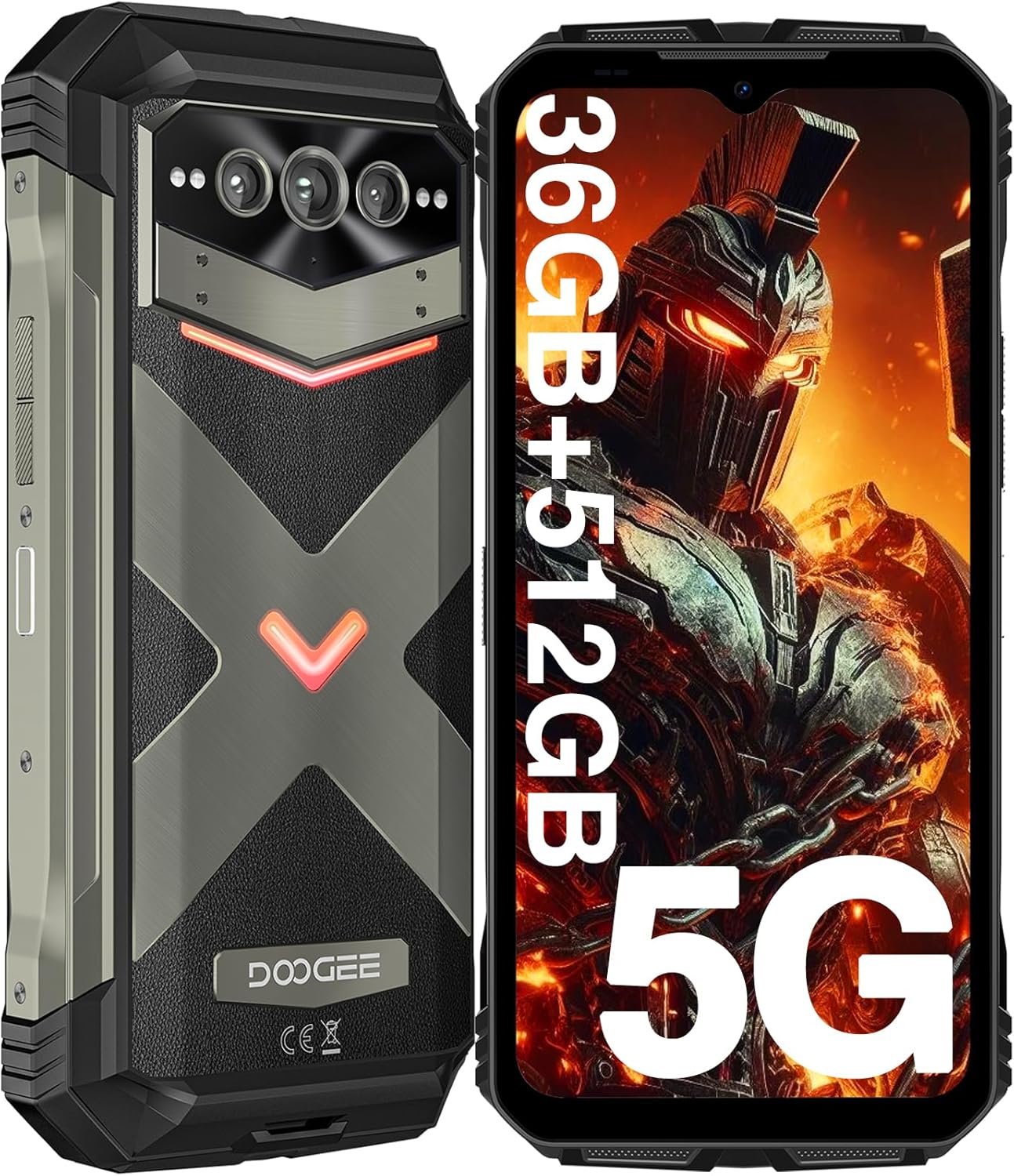V MAX Plus 5G Rugged Smartphone,22000mAh 36GB+512GB,200MP+32MP+20MP Night Vision Rugged Cell Phone,Android 14 Phone,6.58" FHD+120Hz IPS Screen,IP68/IP69K Waterproof Phone,NFC/OTG