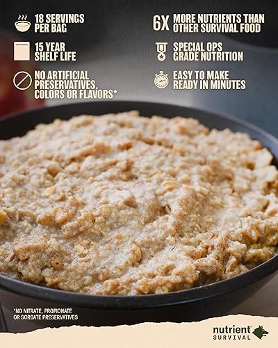 Miniatura 2 de Nutrient Survival MRE Avena, abundante manzana y canela (18 porciones) liofilizado y suministro de alimentos de emergencia, 40 nutrientes