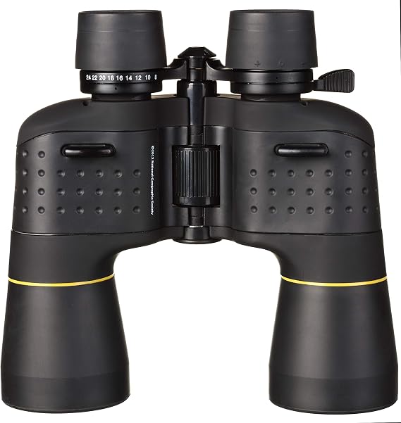 National Geographic Zoom Binoculars 8-24x50 with Medium Drive Focusing and Robust Rubber Armour Including Tripod Connection Carry Strap and Carry Bag