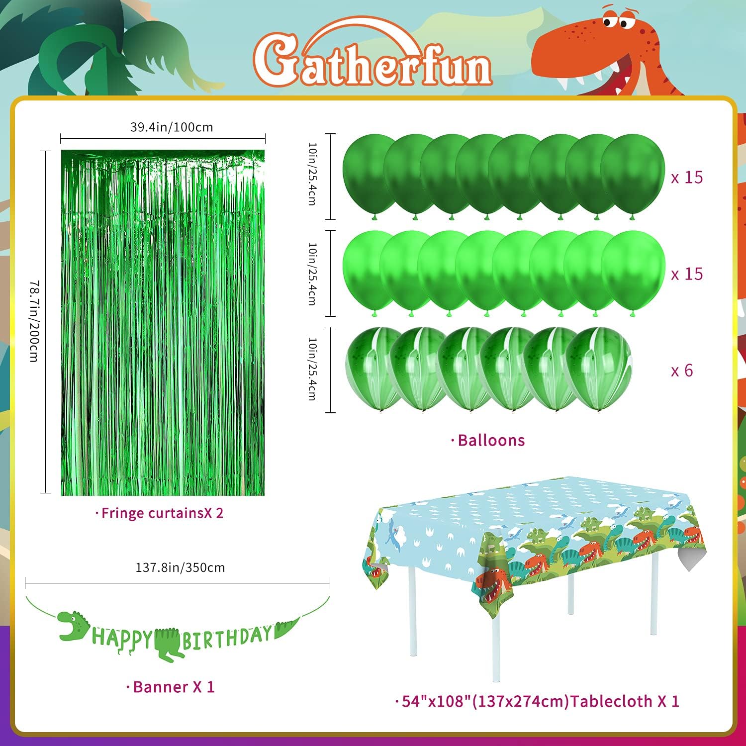 Dinosaur Birthday Party Supplies 223 PCS Gatherfun Disposable Dinosaur Party Plates, Cups, Spoons, Forks, Napkins, Straws, Tablecloth, Balloons, Banner, Cupcake Toppers and wrapper Dinosaur Party Decorations for Boys : Everything Else