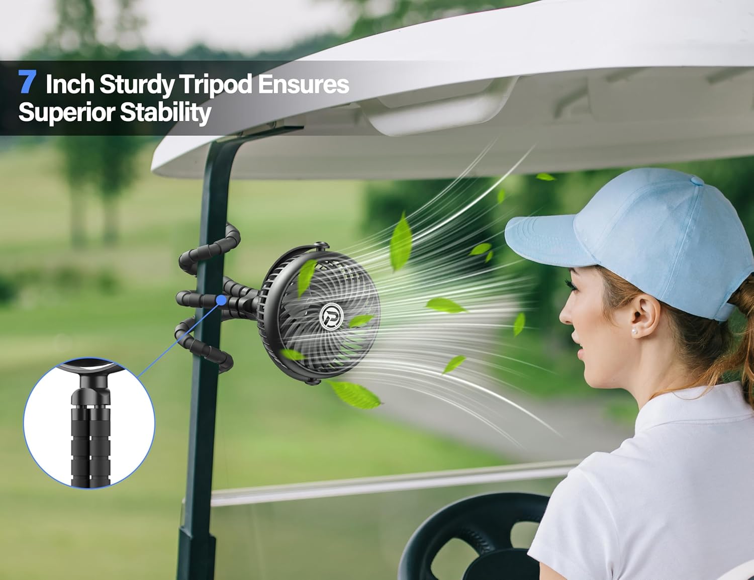 AMACOOL Golf Cart Cruise Fan for Travel, Flexible Tripod Fan Fits EZGO Club Car Yamaha, Birthday Gifts for Golfer Men Dad Father, 5000mAh Rechargeable, Golf Cart Cruise Essential Accessories 2026