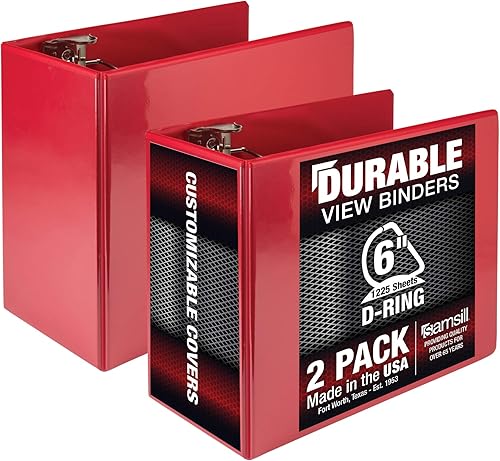 Vista 380 de Samsill Carpeta duradera de 1.5 pulgadas, fabricada en los Estados Unidos, carpeta de anillos en D, carpeta transparente personalizable, surtido