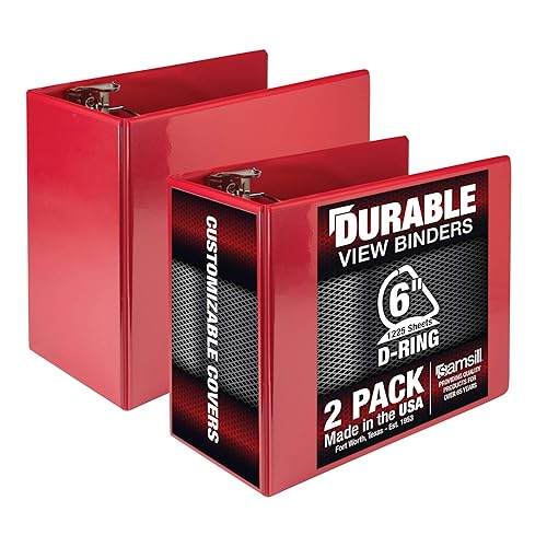 Vista 82 de Samsill Carpeta duradera de 3 anillos de 1 pulgada, fabricada en Estados Unidos, carpeta de anillos en D, cubierta transparente personalizable