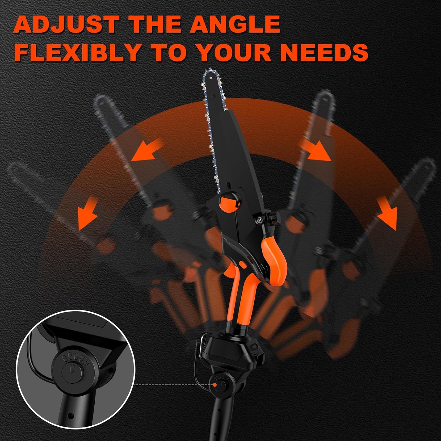 2-IN-1 Cordless Pole Saw & 8" Mini Chainsaw Battery Powered, Electric Pole Saws for Tree Trimming with Auto Oiling, 13.5FT Max Reach, Handheld Chainsaw & Pole Saw Combo with 2 x 21V Batteries