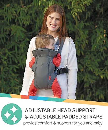 Miniatura 3 de Nuby Portabebés clásico recién nacido a niño pequeño  Portador boca abajo y boca afuera  Gris  Ligero y cómodo  Babero extraíble  8-35 lb. (7.9-30.9