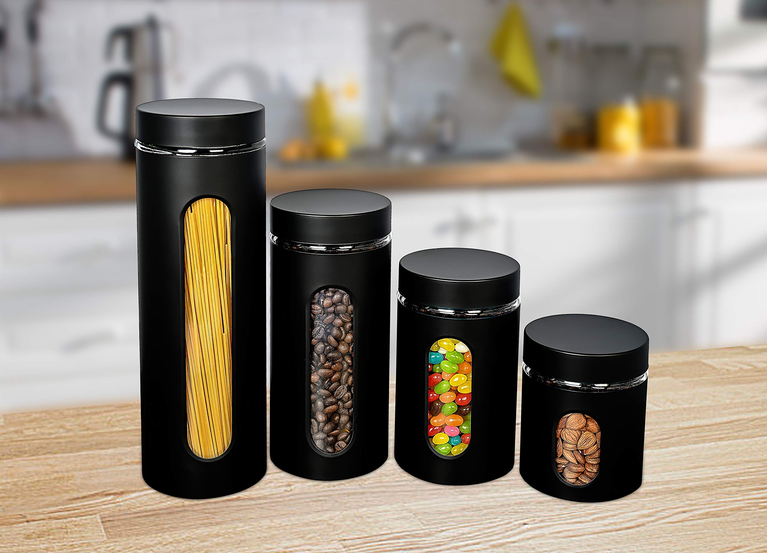 Canister Sets for Kitchen Counter Matte Black Kitchen Decor and