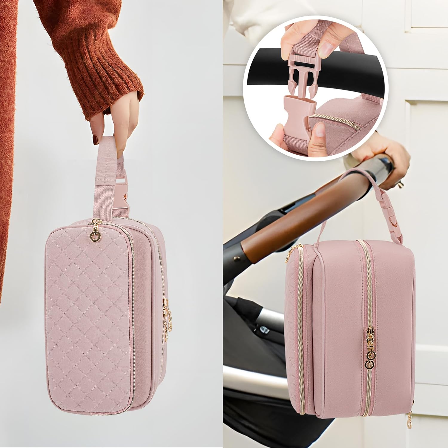 Damero Breastmilk Cooler Bag with 4 Ice Packs, Breast Milk Cooler Travel Bag Fit for Milk Bags or Bottles, with Buckle Handle for Breastfeeding Moms Travel/Daycare, Pink - Image 6