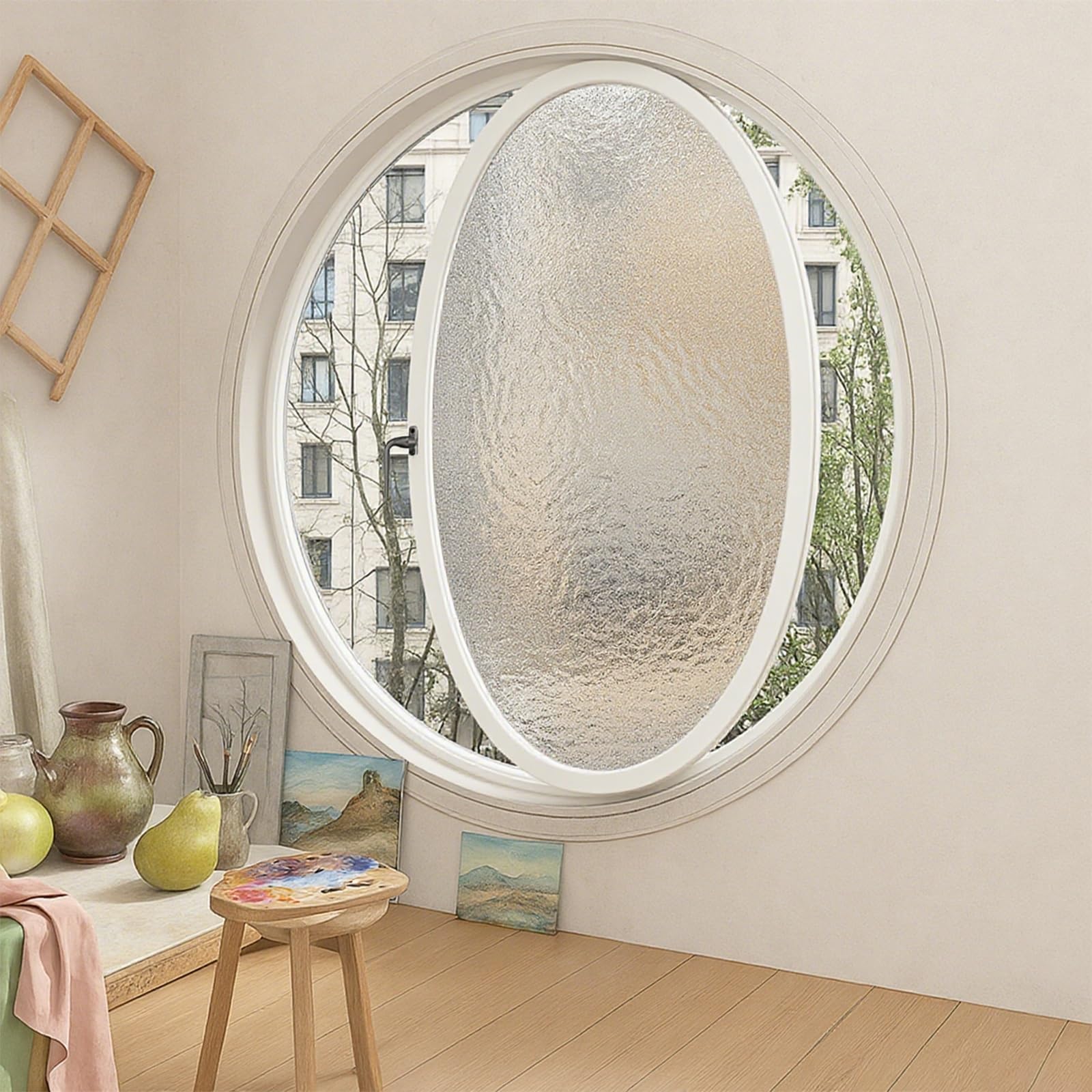 Ventana redonda giratoria contra la humedad en baños y dormitorios