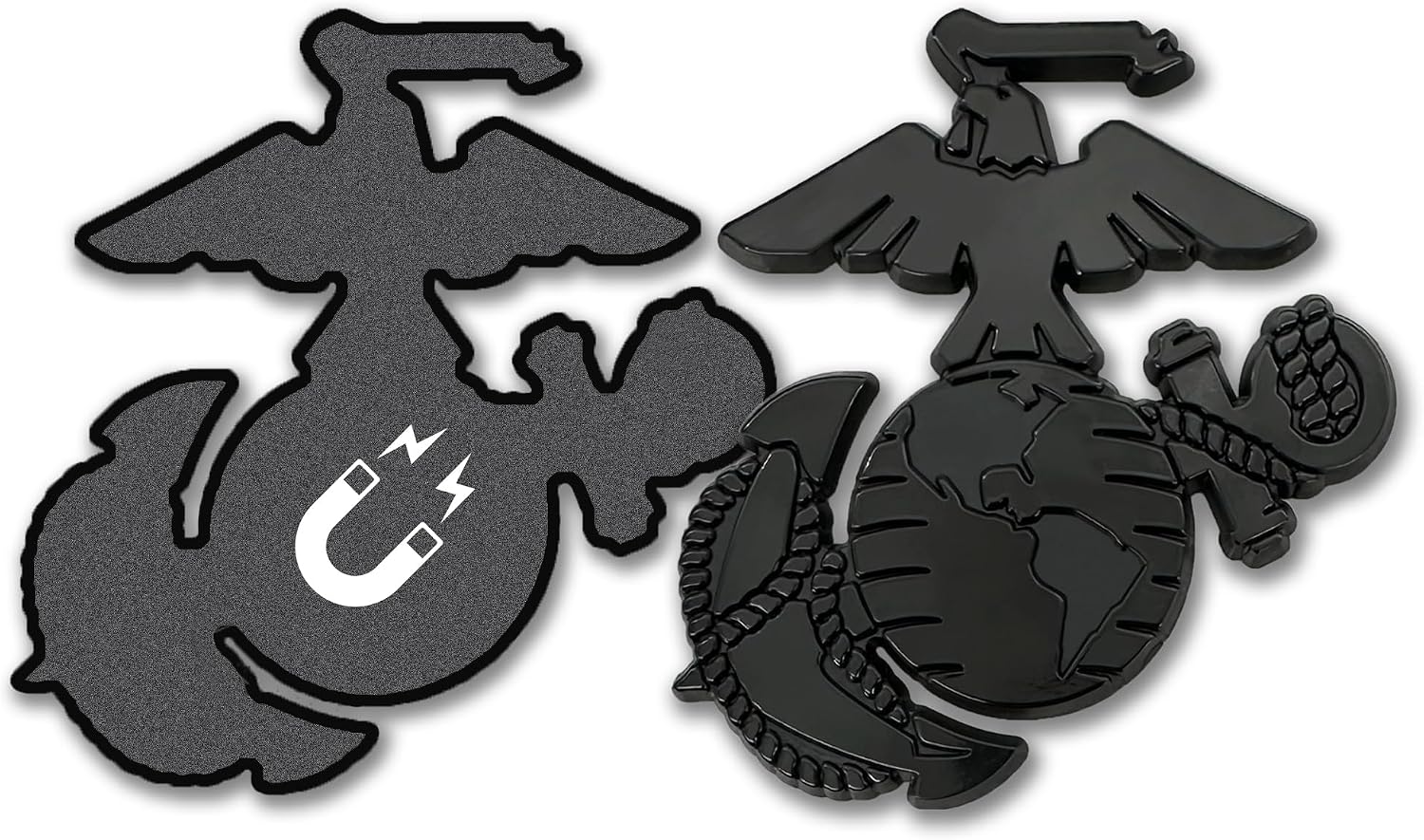 Officially Licensed US Marine Corps Insignia Blackout Large Refrigerator Magnet - Strong Magnetic Hold for Home, Office, School & More | Universal Fit at 3.3” x 3.2”