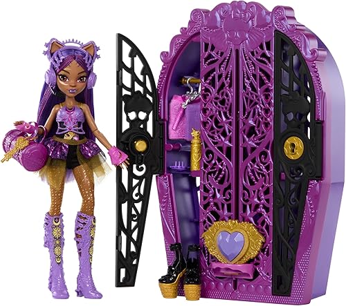 Miniatura 7 de Monster High Skulltimate Secrets Neon Frights Muñeca y accesorios, Frankie Stein con vestidor y más de 19 sorpresas