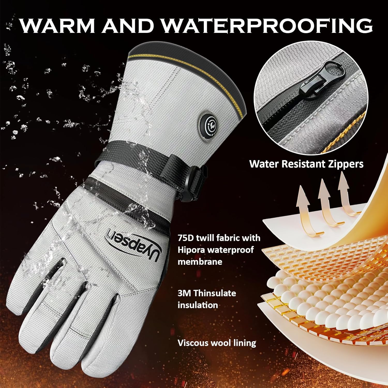 Rechargeable Heated Gloves for Men & Women - 3-Temp Electric Winter Gloves, Waterproof & Touchscreen, 7.5-Hour Heat for Skiing, Motorcycle, Work & Cold Outdoor Activities - Image 4