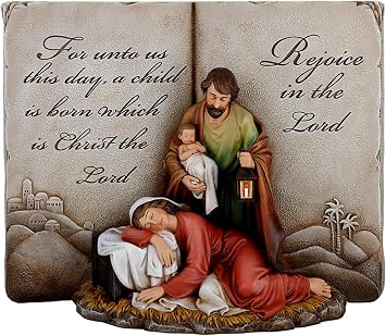 Avalon Gallery Religious Figurine - Holy Family Rejoice in The Lord Resin Nativity Statue, 8.5" H x 11.5" Wide, Chapter of Joy