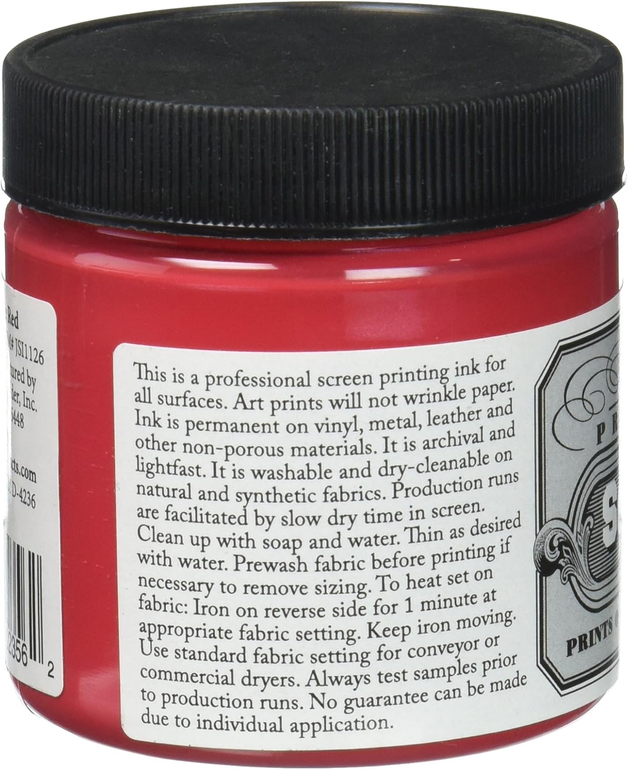 Jacquard Professional Screen Print Ink, Water-Soluable, 4oz Jar, Opaque Red (126)