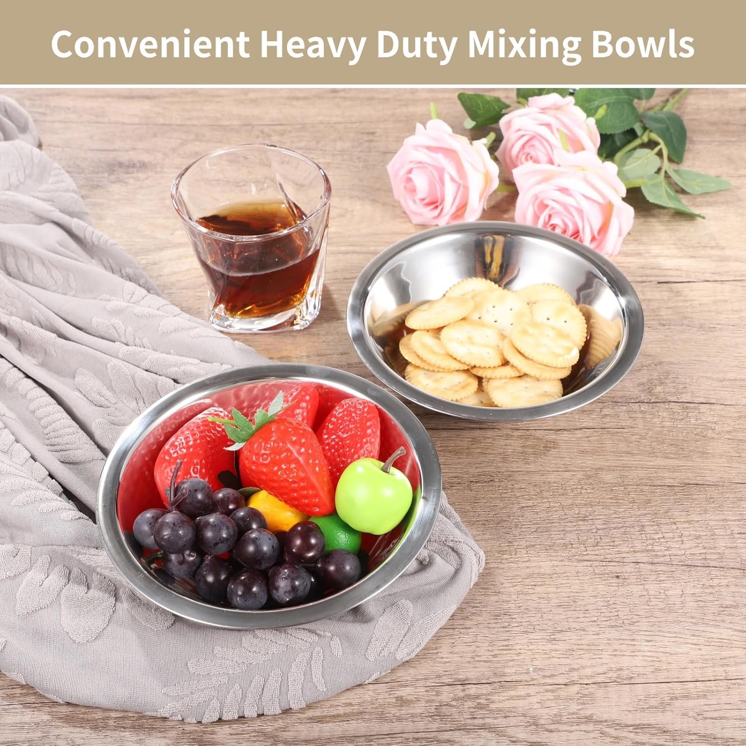 30 Pack Heavy-Duty Stainless Steel Prep Bowls, Mixing Bowls for Culinary Use, 6.3 Inch Diameter, Smooth Stackable Design, Dishwasher Appropriate