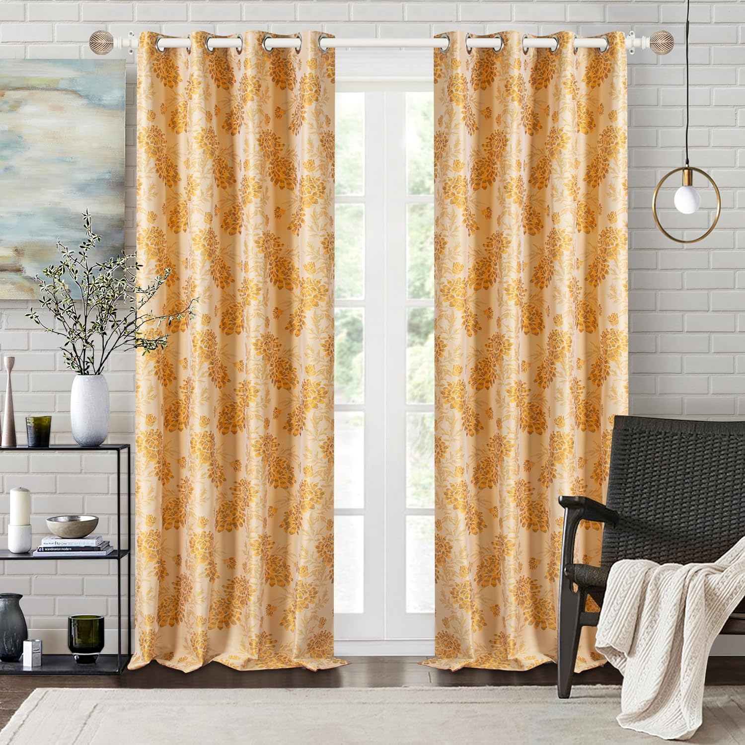 Deco Window Adjustable Curtain Rod for Windows 18 to 44 Inch Extendable Heavy Duty 1 Inch Iron Drapery Pole with Moroccan Ball Finials Wall Mount French Door Farmhouse Curtain Rods (Pack of 1, White)