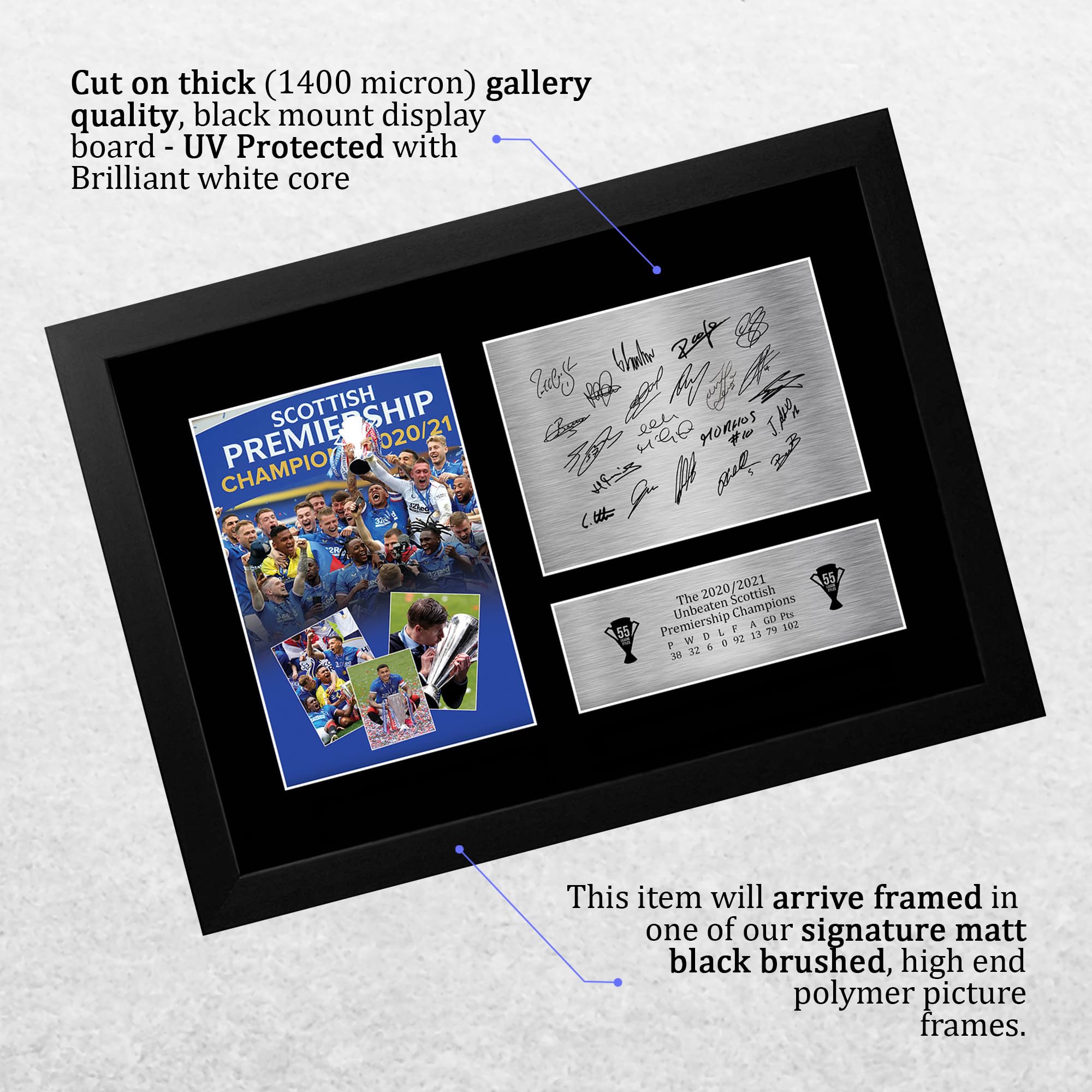 HWC Trading FR A4 Rangers 55 Scottish League Champions 20-21 Printed Memorabilia Signed Autograph Photograph Display for Football Fans and Supporters - Image 3