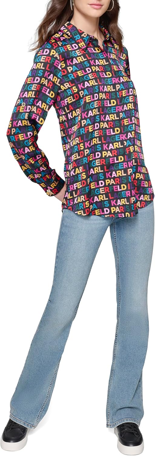 Karl Lagerfeld Womens Oversized Printed Blouse