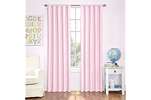 ECLIPSE Pink Blackout Thermal Rod Pocket Curtain for Girls' Bedroom