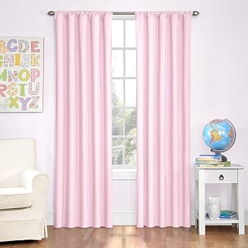 ECLIPSE Blackout Thermal Rod Pocket Window Curtain for Bedroom or Nursery 1 Panel Pink 42 in x 63 in