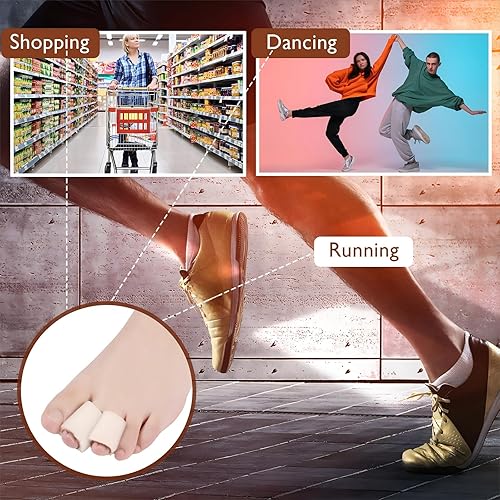 Miniatura 6 de Tondiamo 6 fundas protectoras de espuma para dedos de los pies, juanetes, martillo, callo, ampolla, alivio del dolor (M, beige)