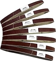 Vista 1 de Juego de 28 correas de lijado de 1/2 x 18 pulgadas, 4 de cada uno de 40 80 120 240 400 600 1000, correas de repuesto para lijadora de cinta
