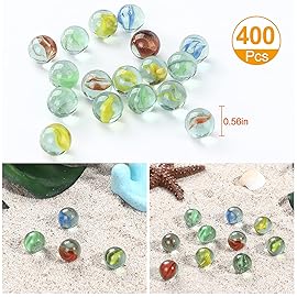 CHUKEMAOYI 400 pcs Color Mixing Glass Marbles ,9/16 inch Bulk for Kids Marble Games,DIY and Home Decoration