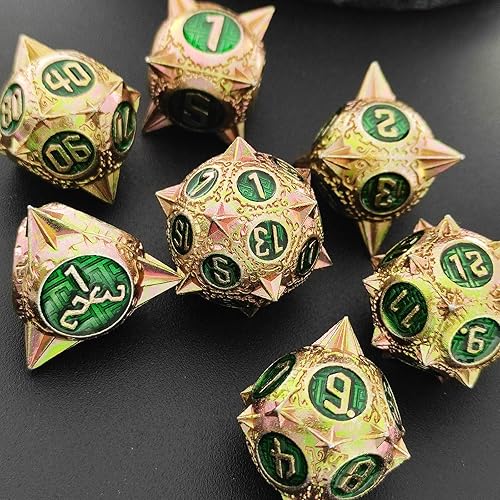 Miniatura 5 de D&amp;D - Juego de dados DND de metal de mazmorras y dragones con bolsa de dados, juego de dados poliédricos grandes RPG para MTG juego de rol,