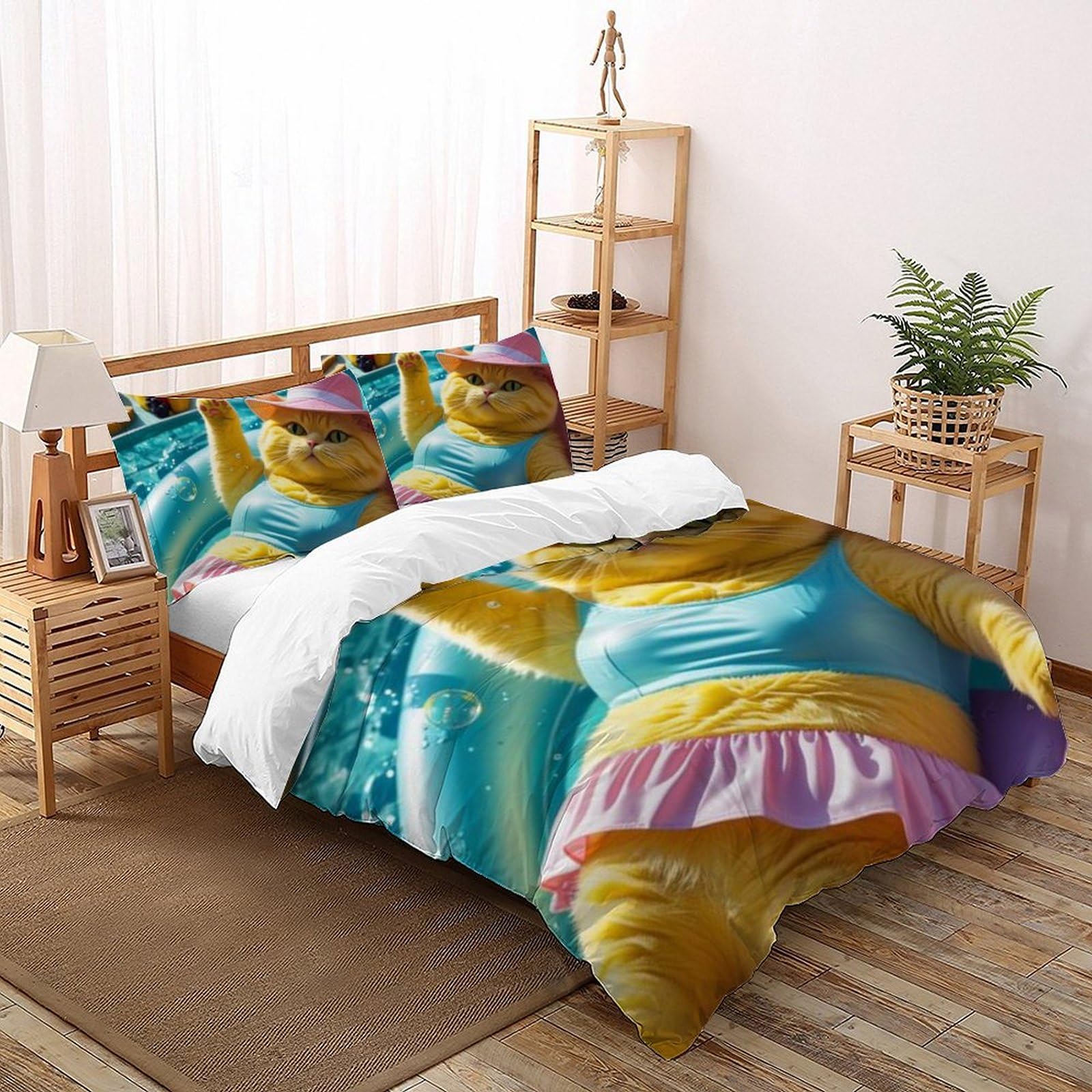 Housse de couette 260x220cm Animaux imprimé 3D avec taies d'oreiller microfibre
