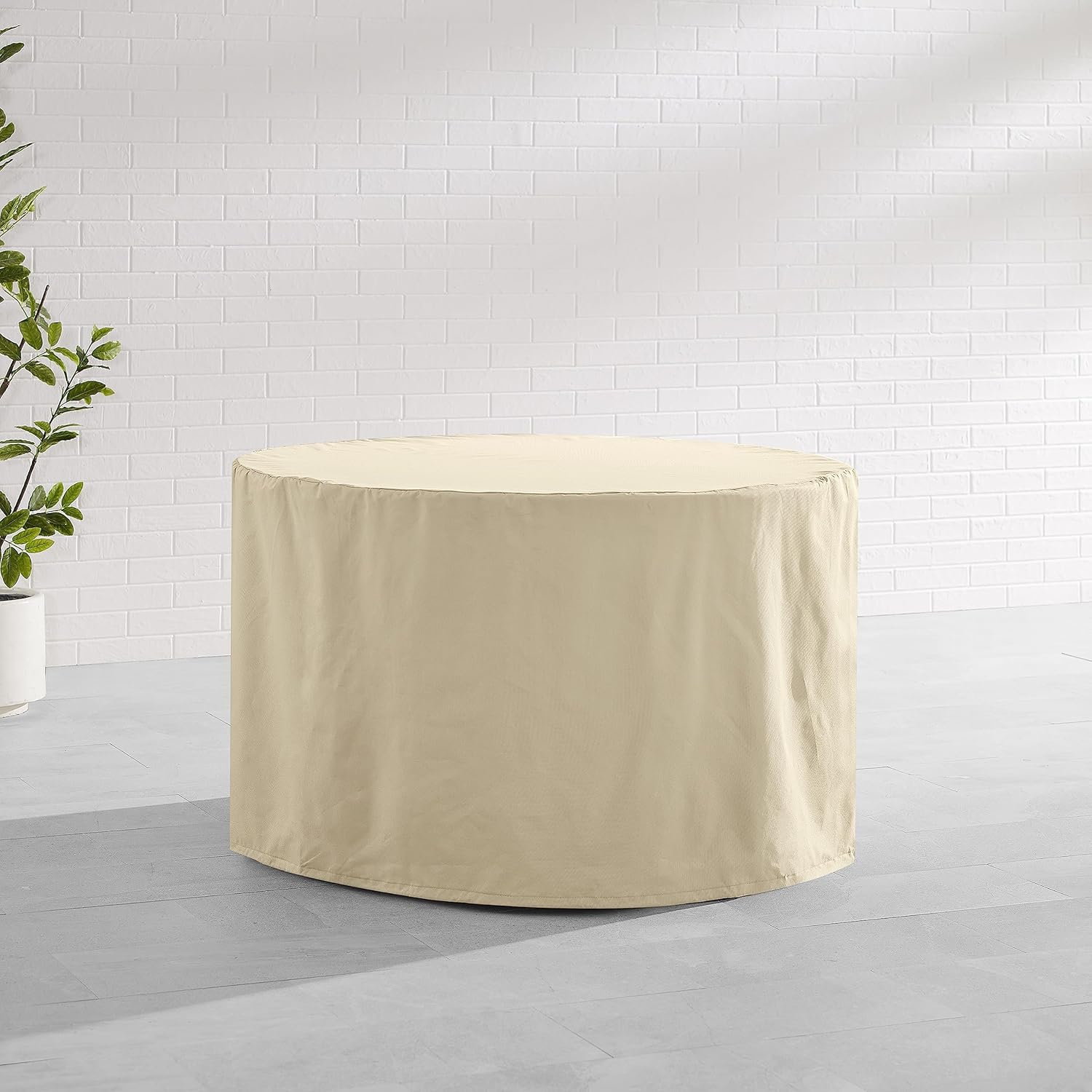 Crosley Furniture Patio Furniture Covers, Waterproof Round Outdoor Dining Table Cover for Deck, Tan