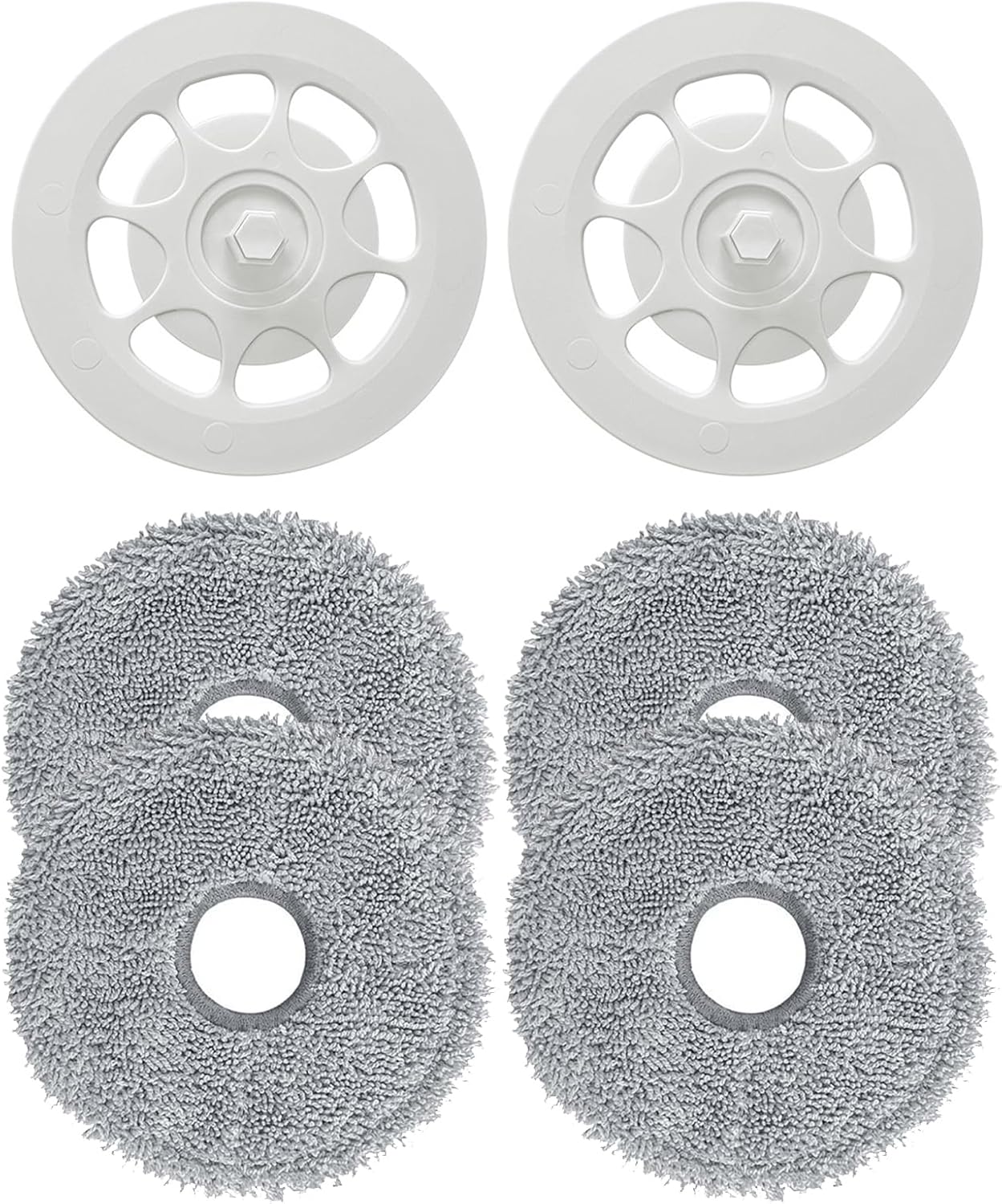 Vacuum and Mop Cleaner Accessory Kits Set Compatible with Robo-Rock Qrevo S/Qrevo Plus/Qrevo MaxV/Qrevo Pro (2 Mop Bracket Moping Holder Stand + 4 Mop Cloth Pads Cleaning Wipe Rags)