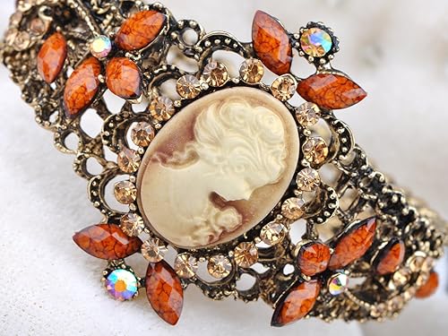 Miniatura 5 de Alilang Pulsera de mujer con camafeo victoriano morado antiguo en tono dorado antiguo