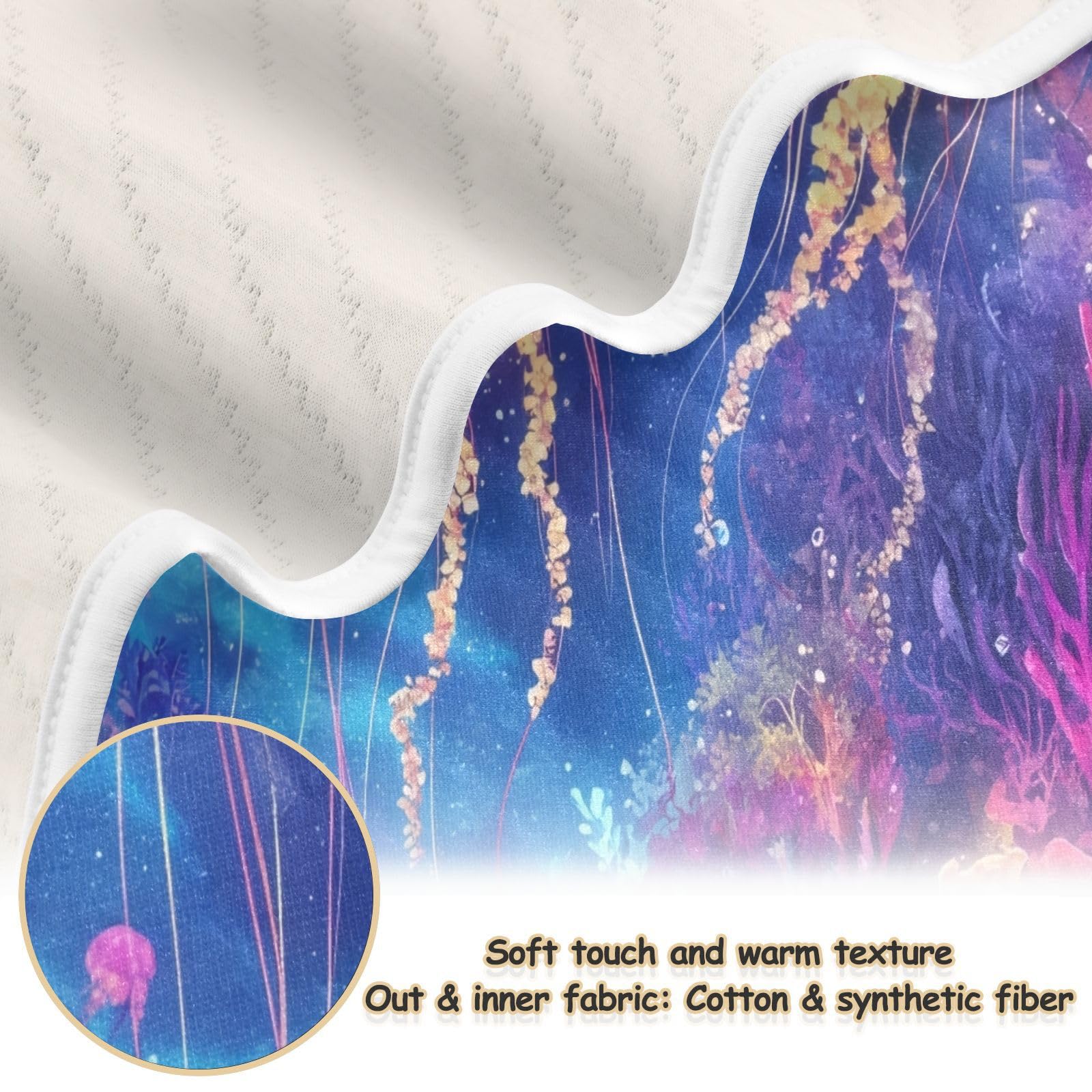 Burbuja Jellyfishes Baby Blanket for Boys Girls, Nursery Soft Warm Swaddling Receiving Baby Blankets, 30x40 in Toddler Blanket