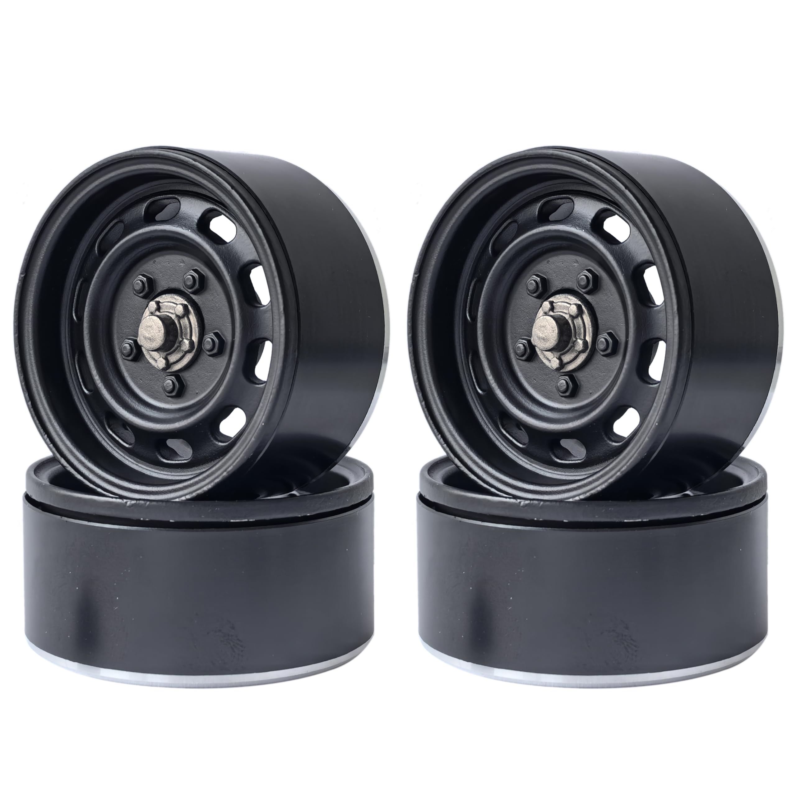 LAFEINA 4PCS/Set Metal Vintage 1.9 inch Beadlock Wheel Rim for 1/10 RC Rock Crawler Car SCX10 90046 D90 TRX4 RedCat MST (B Black)