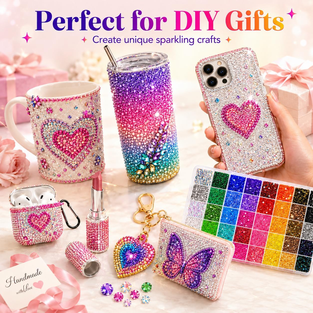 Bedazzling Kit, 40000Pcs 40 Colors Jelly Rhinestones for Bedazzling, 3mm Flatback Bedazzling Gems, Bedazzler Kit with Rhinestones for Nails, B7000 Glue & DIY Tools for Crafts, Gift Making