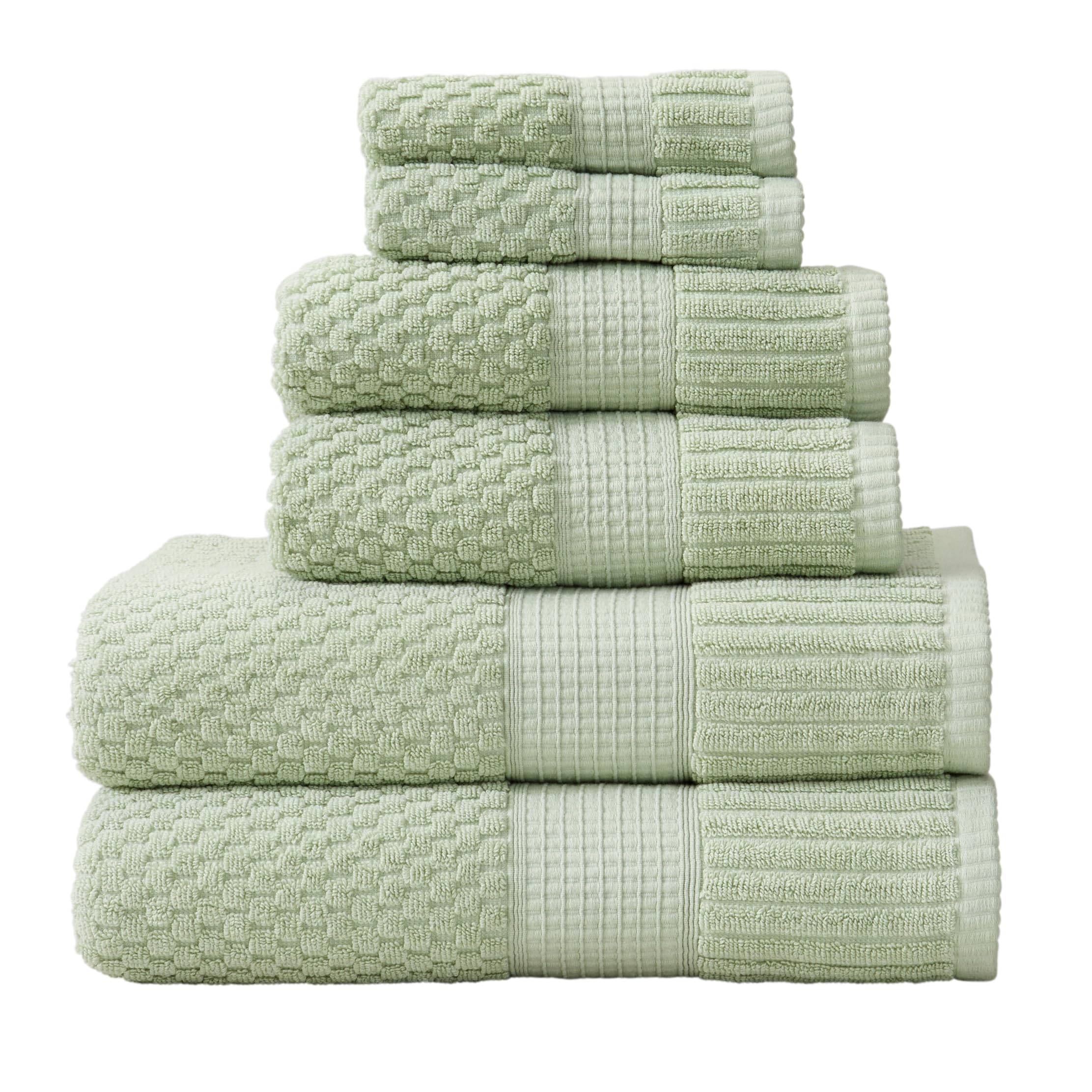 NY Loft 100% Cotton Towel Set 6 Piece Towel Set | Super Soft & Absorbent Quick-Dry 2 Bath Towels 2 Hand Towels & 2 Washcloths |Textured and Durable