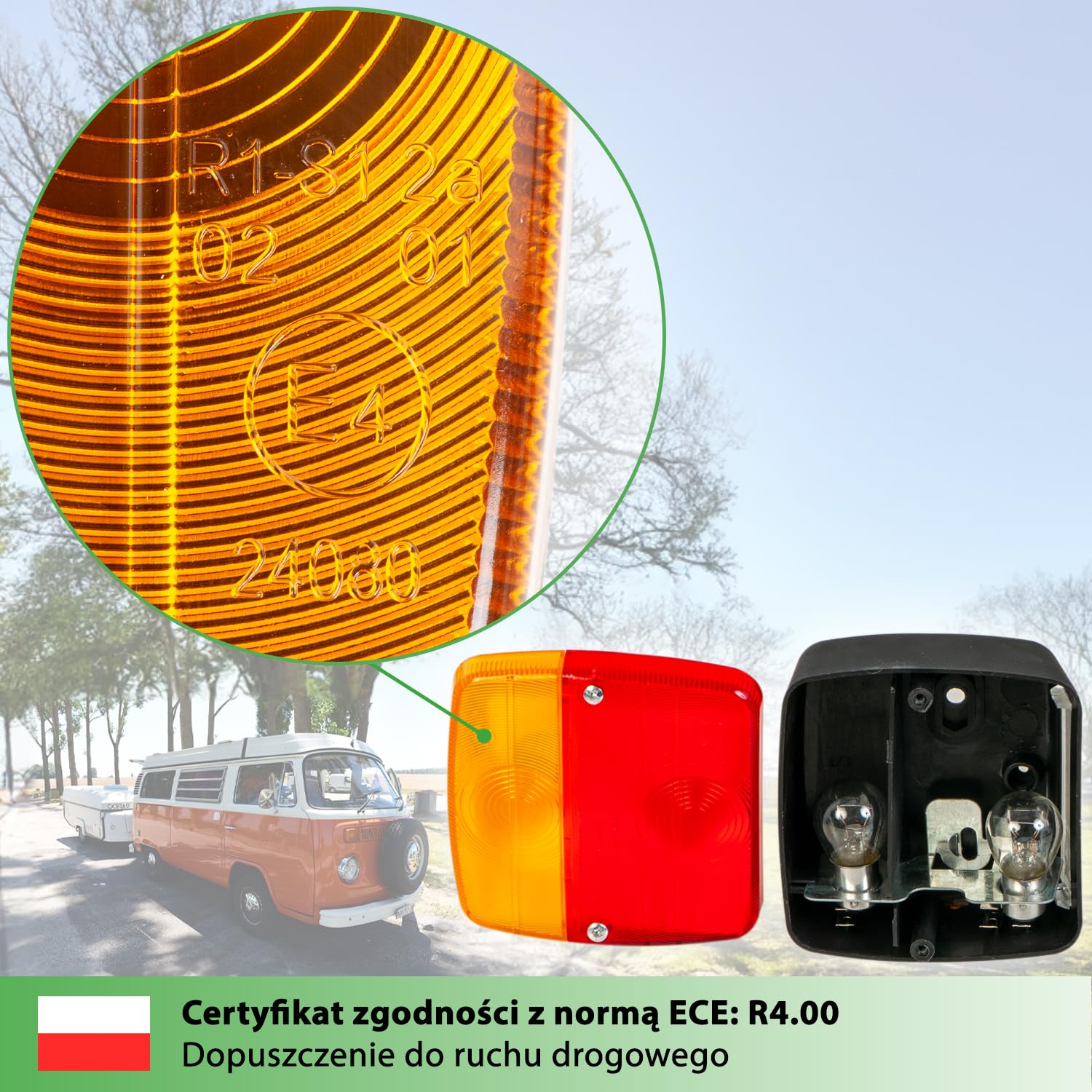 fouraces tylne światła przyczepy - 2 zestawy, ze schematem elektrycznym i oświetleniem tablicy rejestracyjnej, tylne światło, tylne światło, akcesoria, światło, lampy do samochodu, samochód