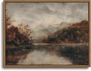 KISSFOX Vintage Framed Wall Art Decor Rustic Fall Landscape Pictures Wal...